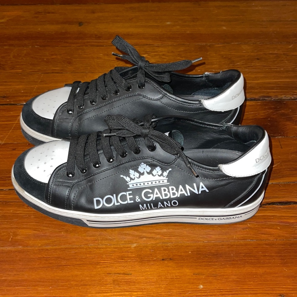 Black and White Dolce & Gabbana Milano and Crown Sneakers US Men’s Size 10.5
